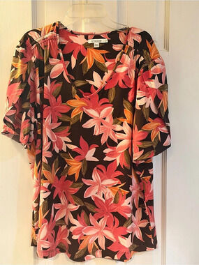 Chico's Floral Tunic Coral & Pink Size XL Like New
